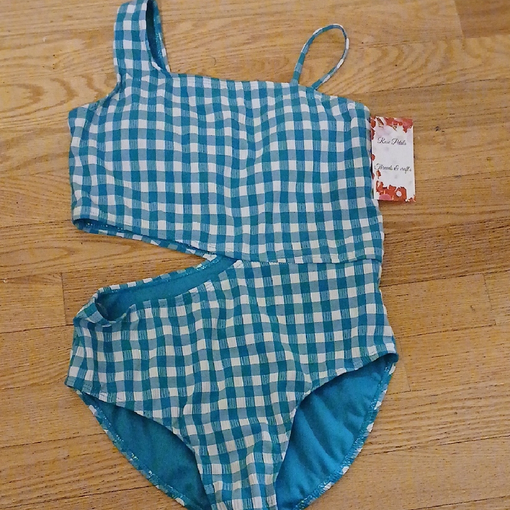 Kids Blue Checkered Swimwear